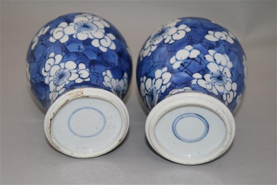 A large Chinese blue and white vase and two baluster jars, 18th century and later,